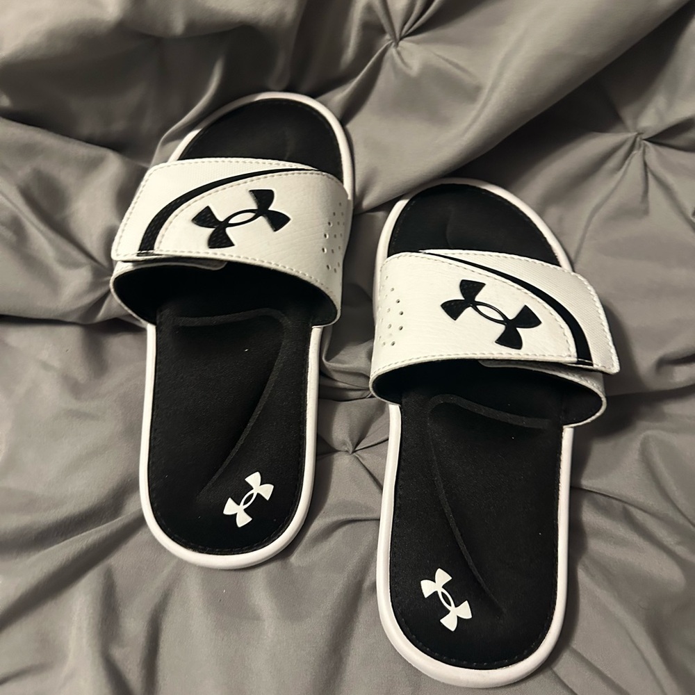 Under Armour Black and White Slides